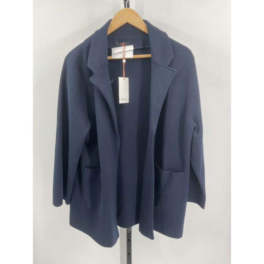 Quince Navy Open-Front Coatigan